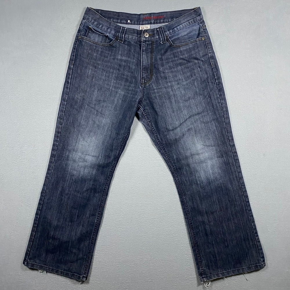 Urban Pipeline Loose Bootcut Jeans Mens 34x30 Blue Distressed Denim